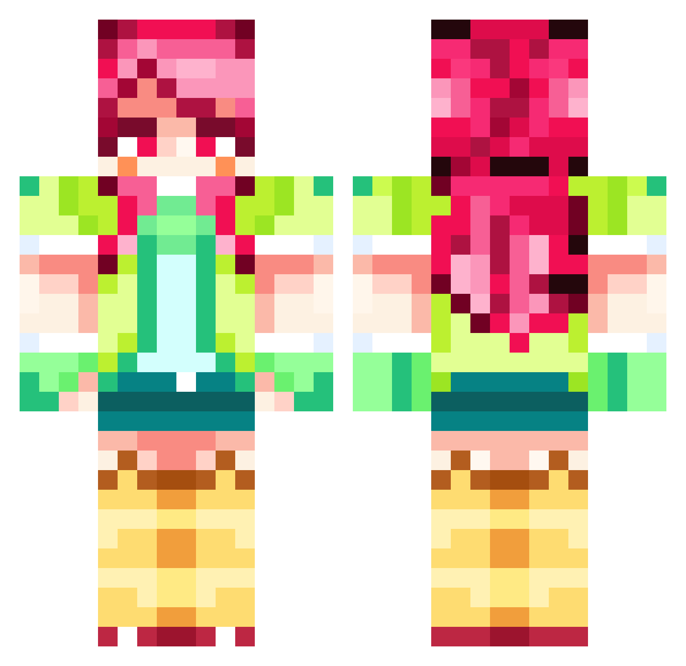 HanaTheBear Minecraft skin, front and back view