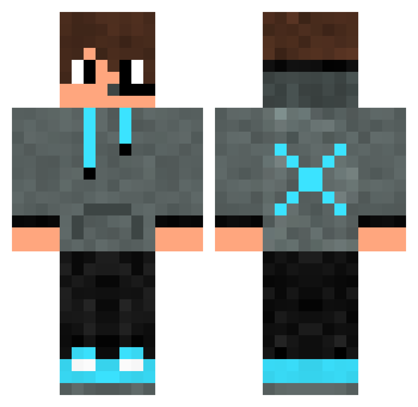 Thi00 Minecraft skin, front and back view