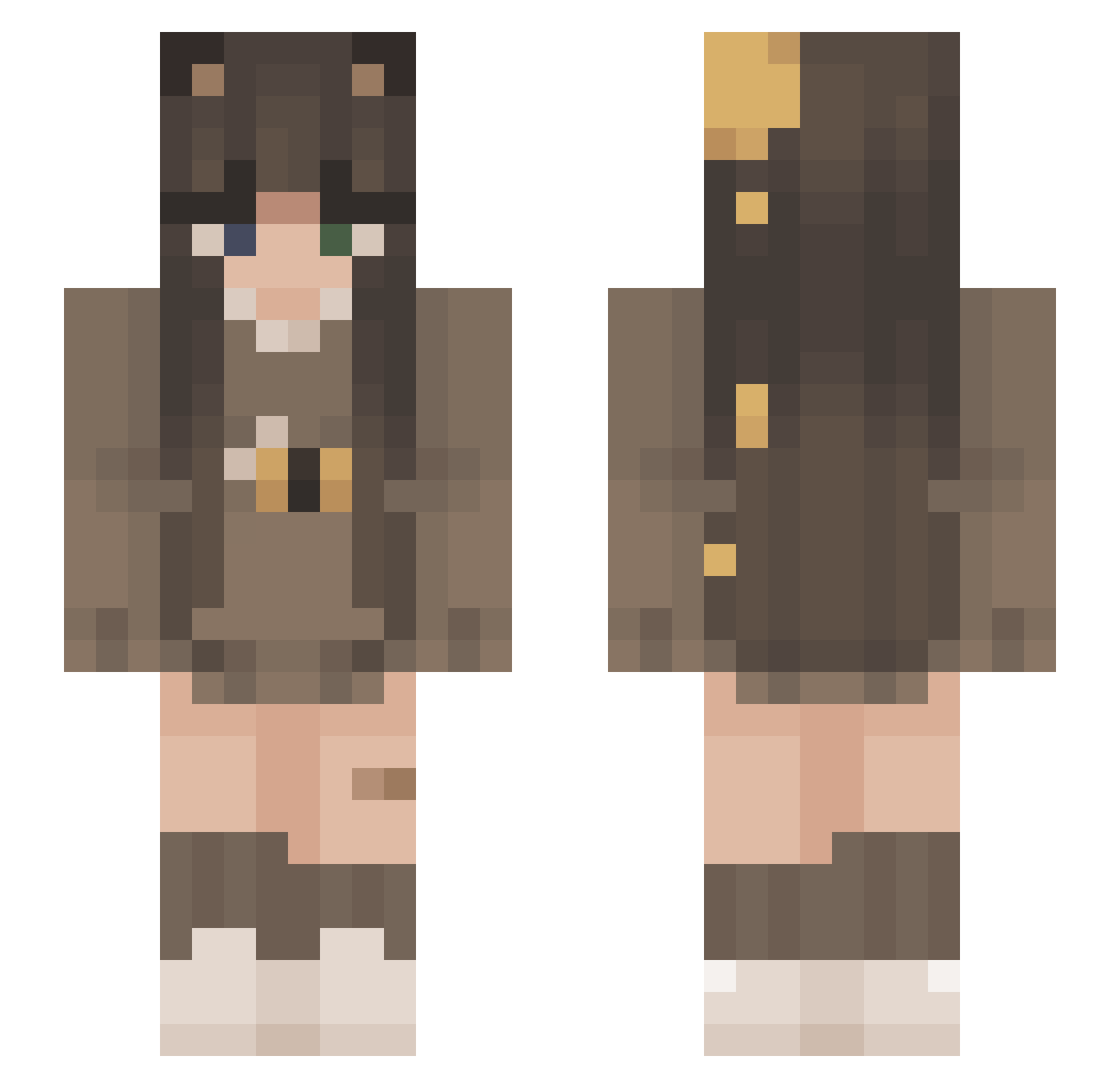 beeehives Minecraft skin, front and back view