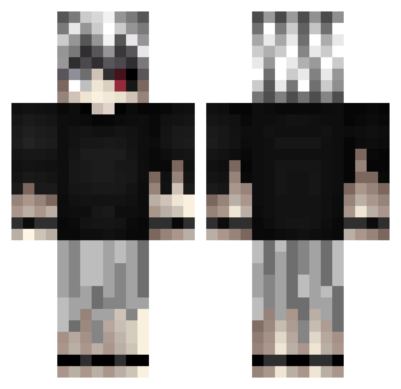 SteelStormm Minecraft skin, front and back view