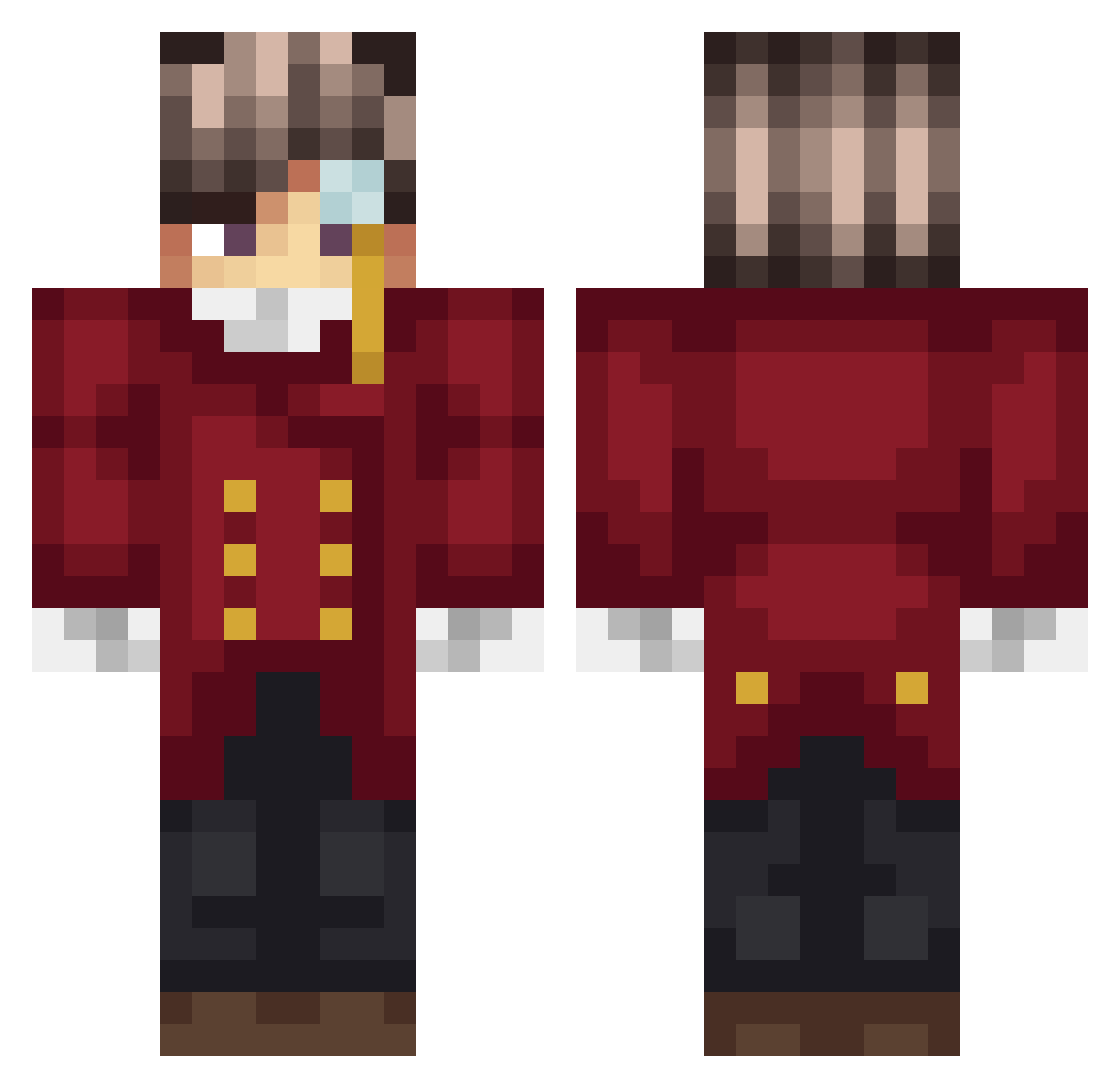 NichtDerRedeWert Minecraft skin, front and back view