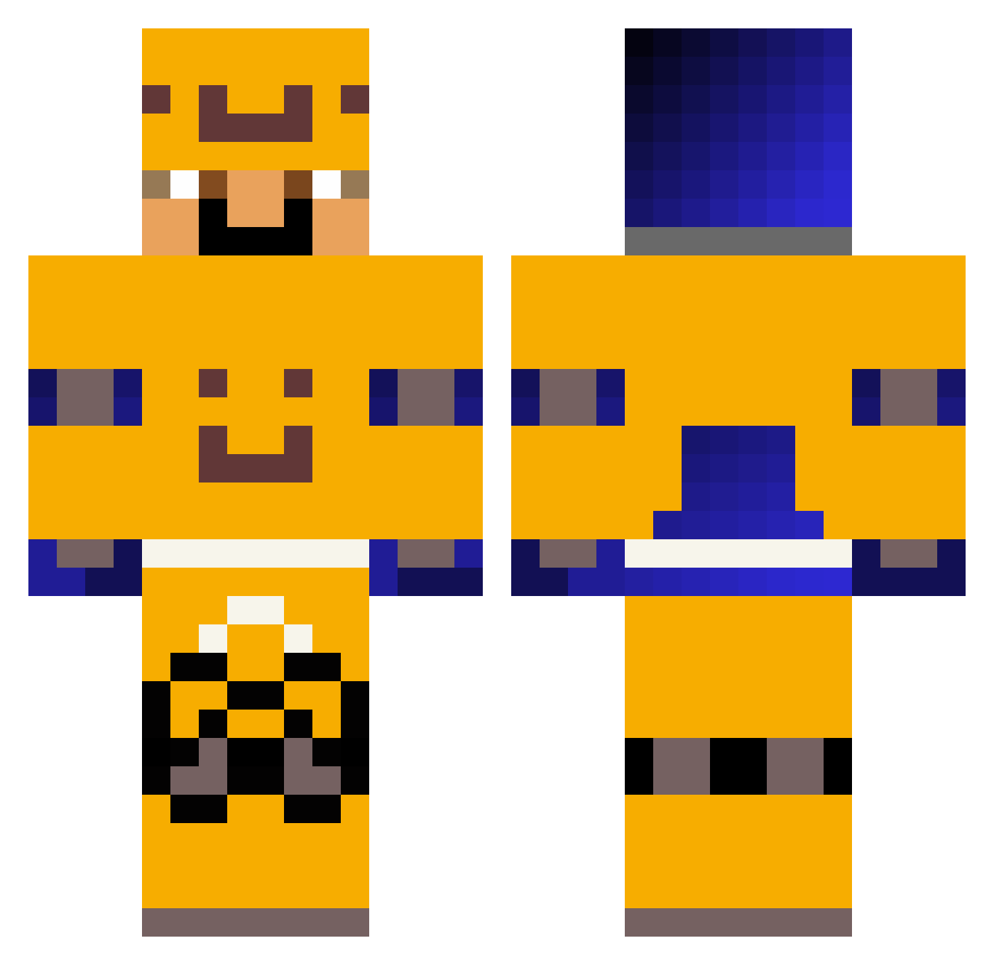 Rokysek Minecraft skin, front and back view