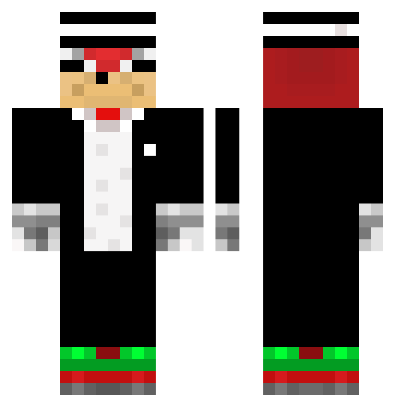 Knuckles3 Minecraft skin, front and back view