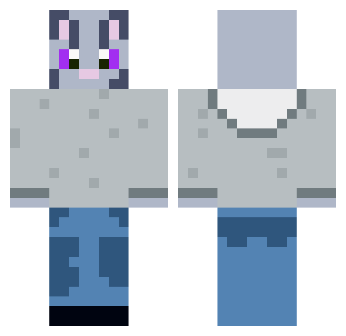 Sleepy_Sebatian Minecraft skin, front and back view