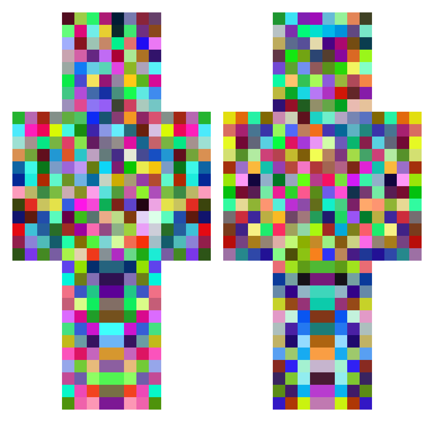 Positive Minecraft skin, front and back view