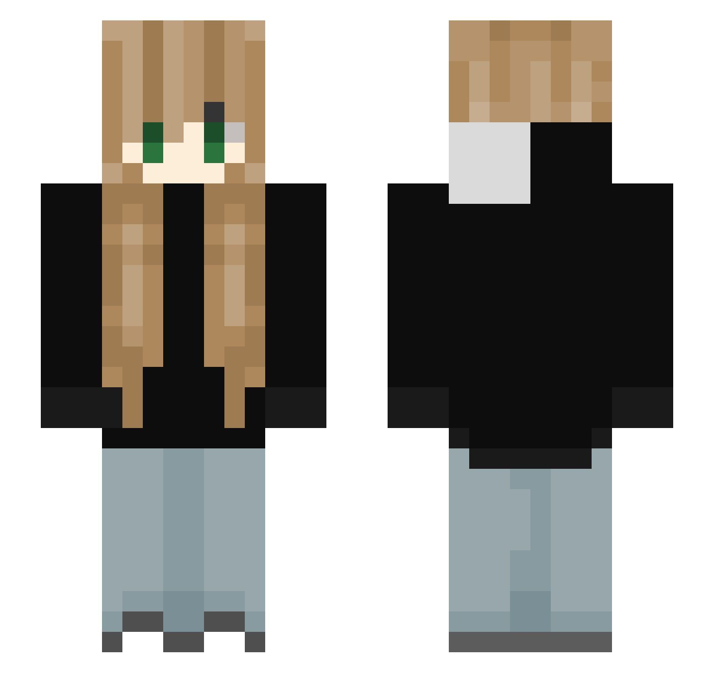 toasterooni Minecraft skin, front and back view