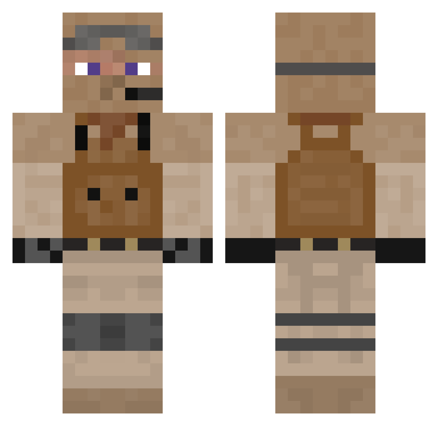 Prefabricate Minecraft skin, front and back view