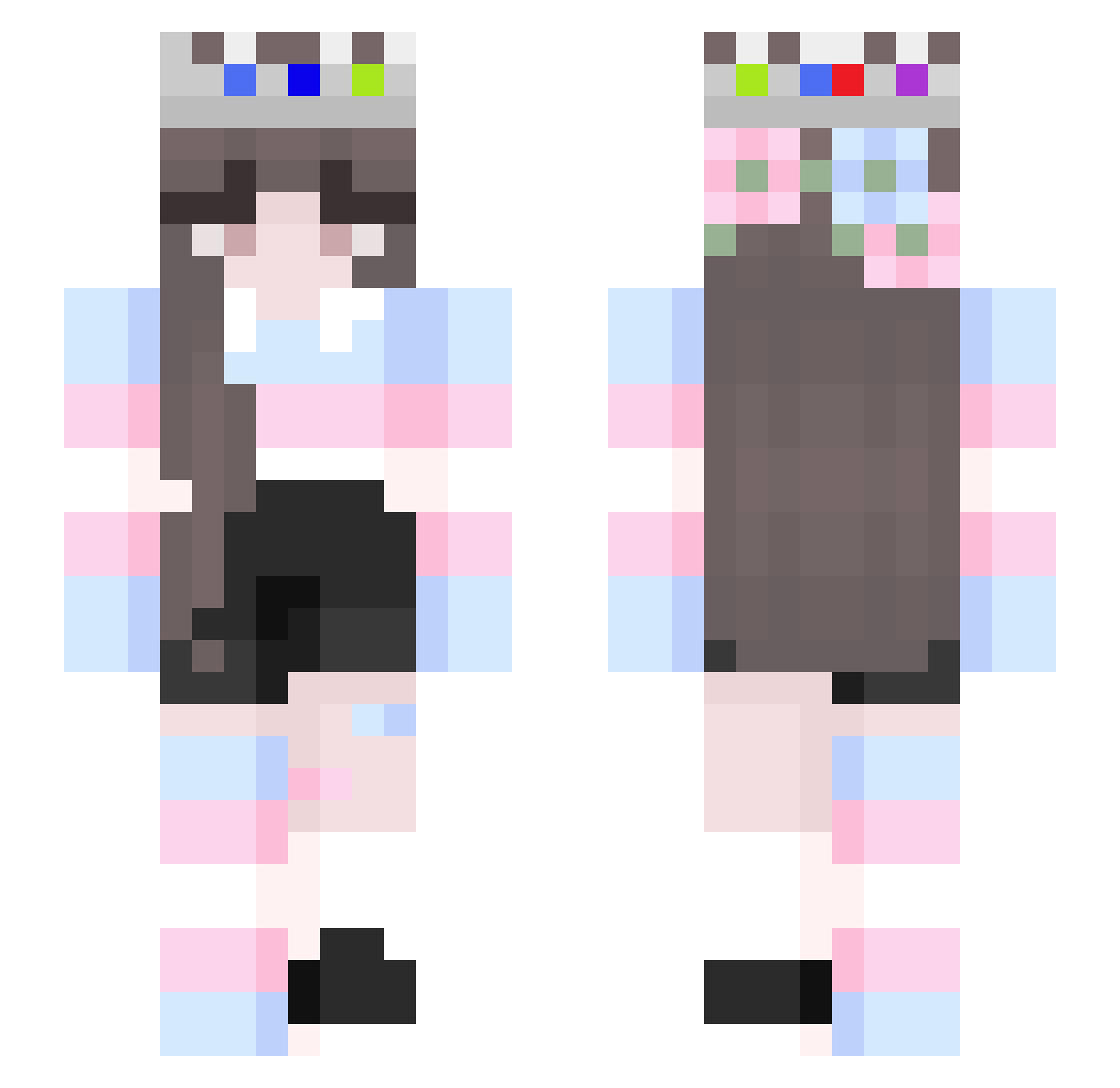 TransPuppyGirl Minecraft skin, front and back view