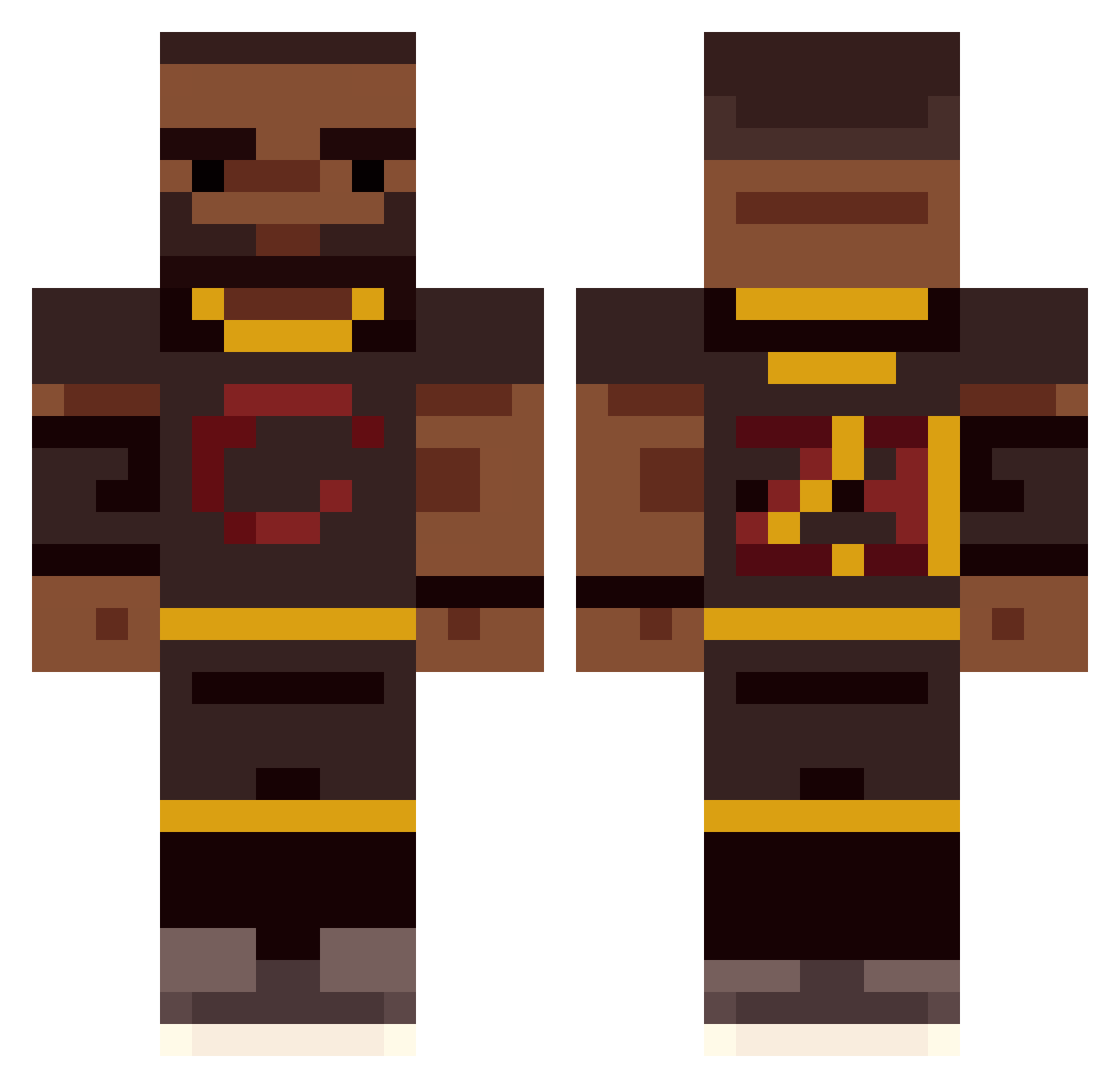 VerqivWasLost Minecraft skin, front and back view