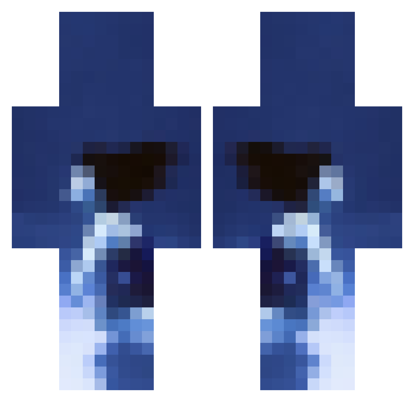 veleit Minecraft skin, front and back view
