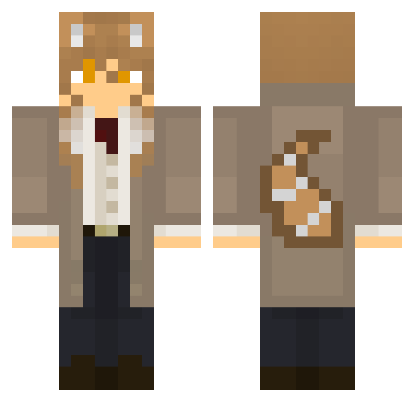 Mapledesu Minecraft skin, front and back view