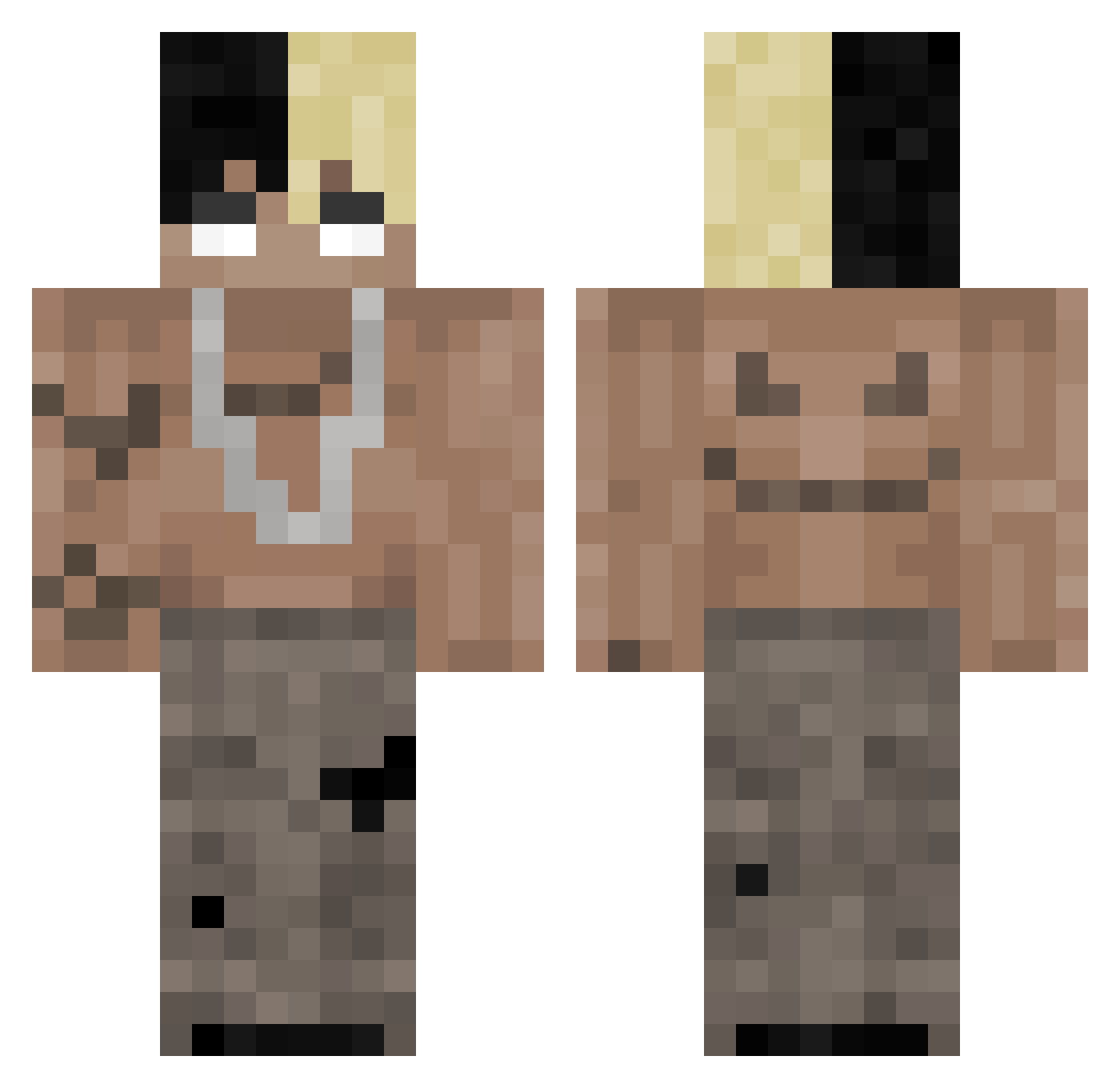 nvchin Minecraft skin, front and back view