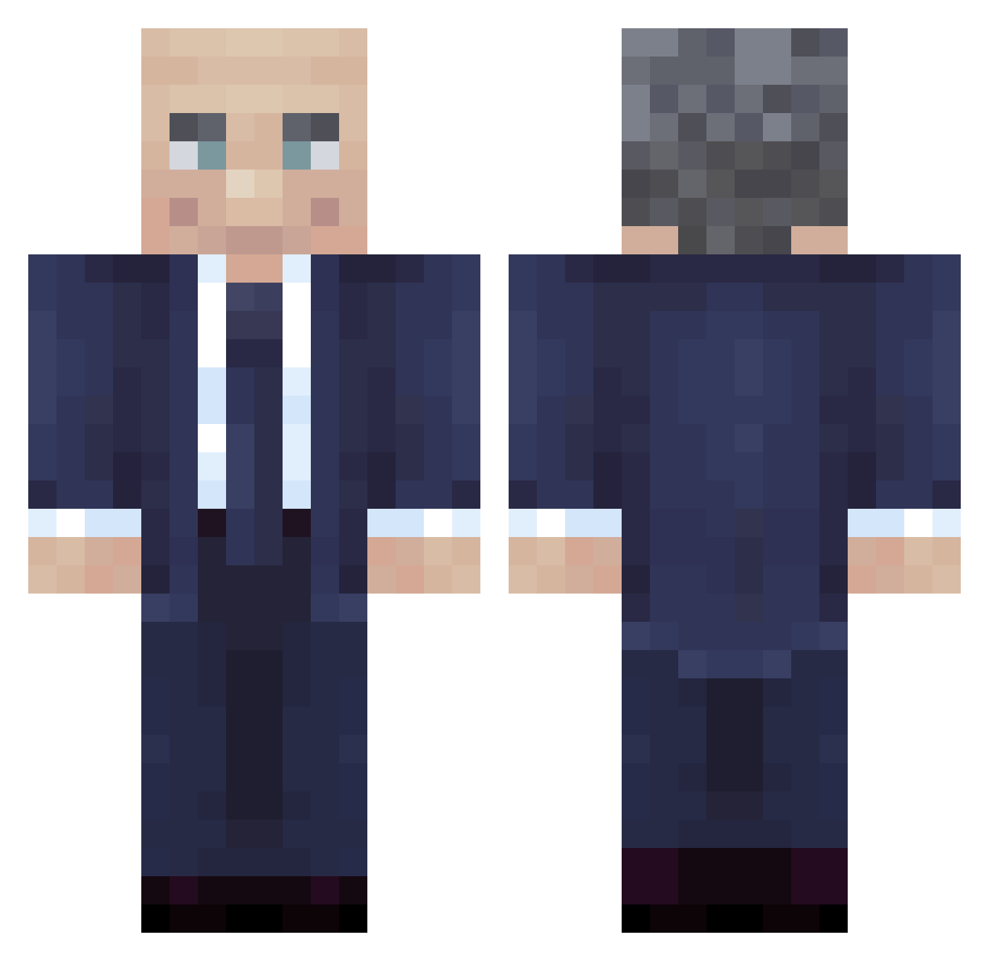 SeismoEx Minecraft skin, front and back view
