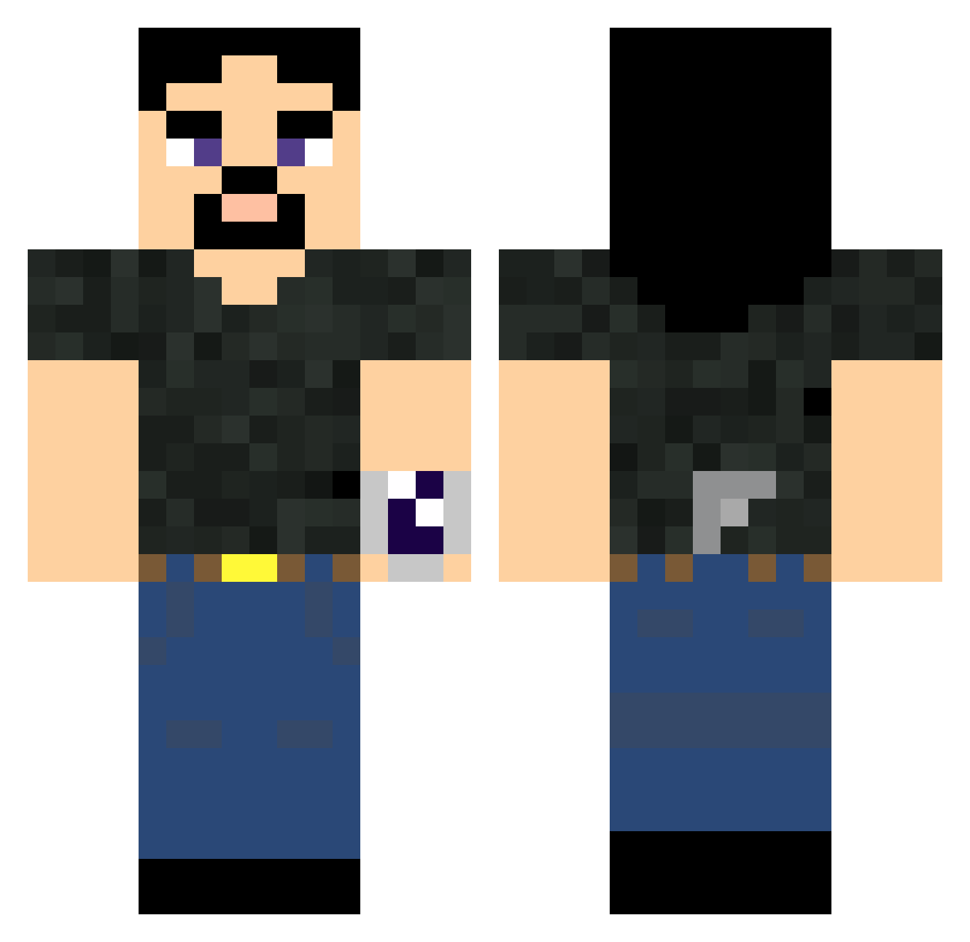 UncleNan Minecraft skin, front and back view