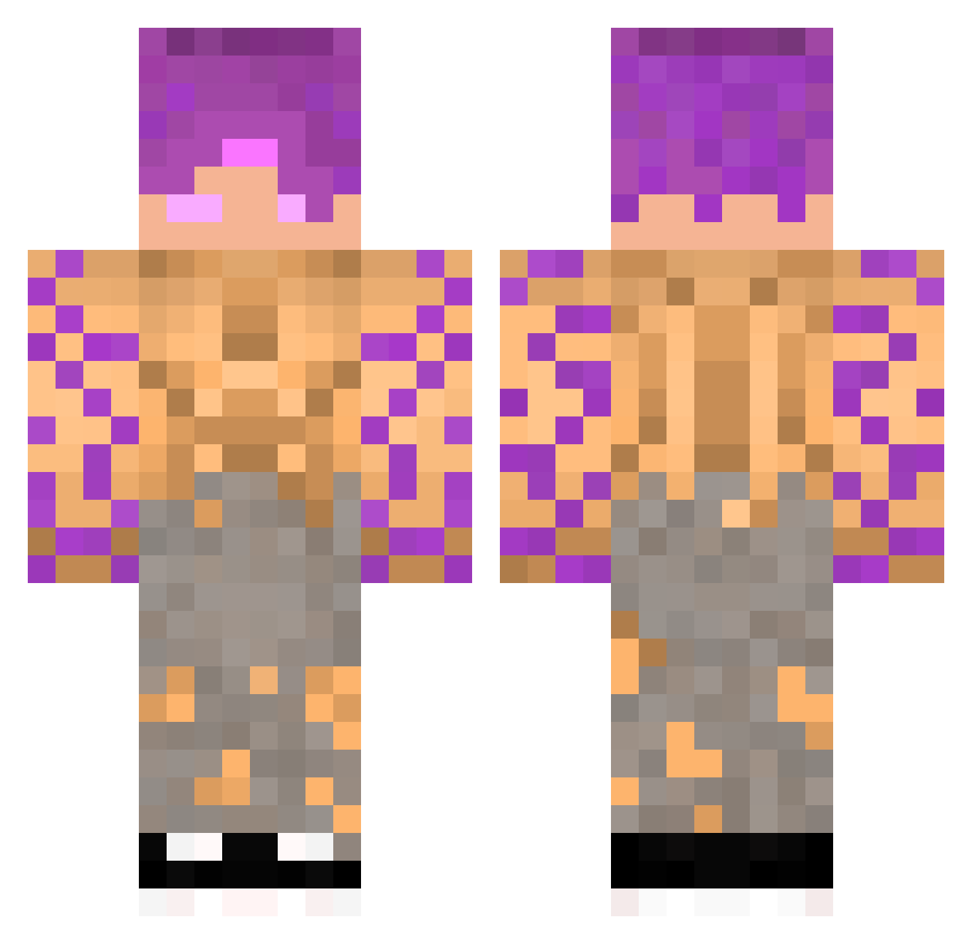 Stockhuhn Minecraft skin, front and back view