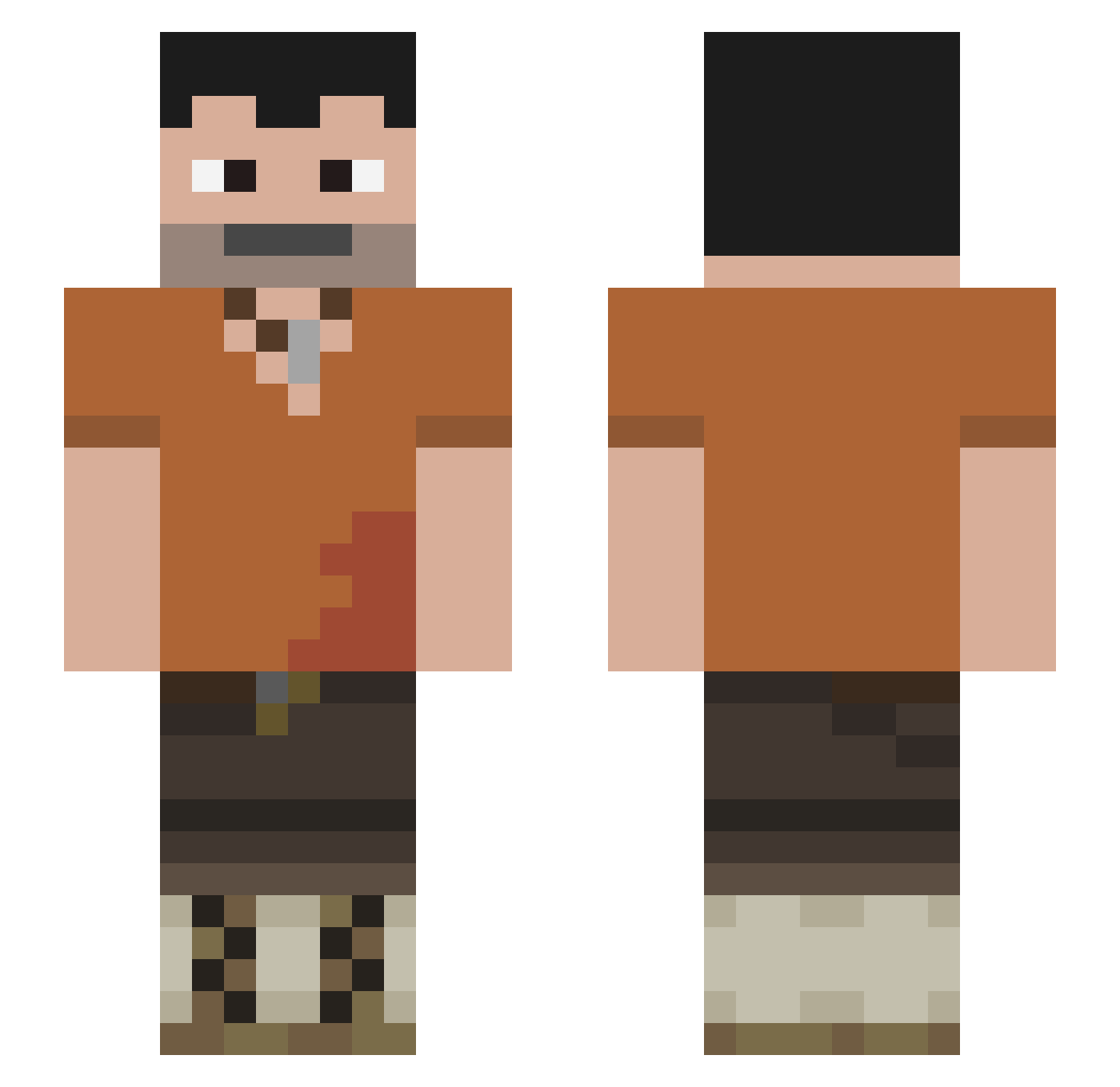 Standology Minecraft skin, front and back view