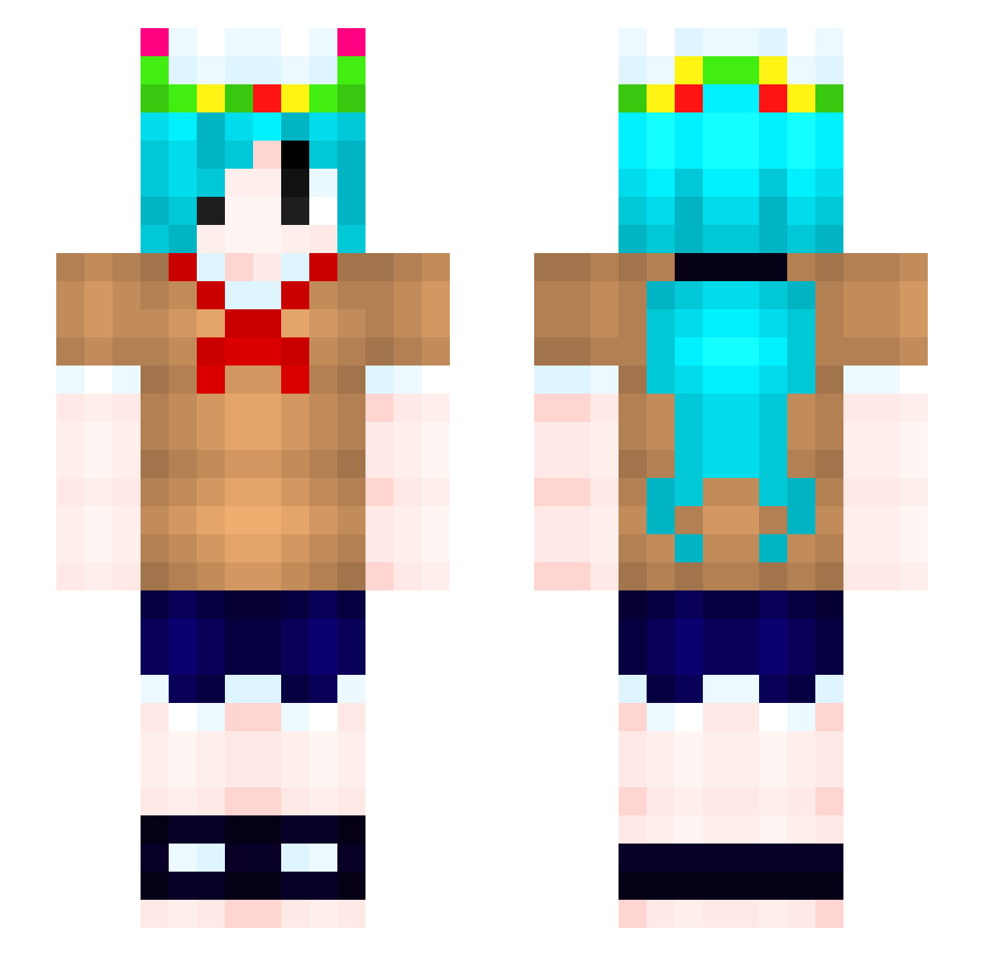 YuikuPuri Minecraft skin, front and back view