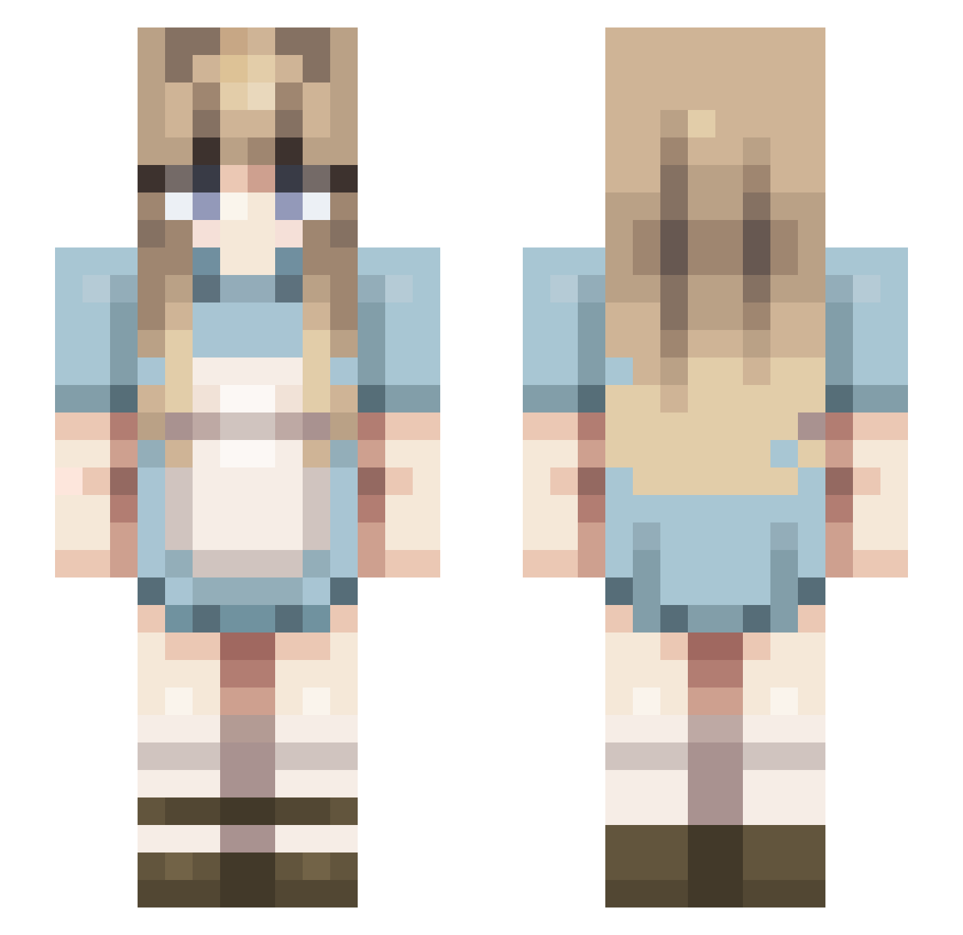 WhereIsMyAlice Minecraft skin, front and back view