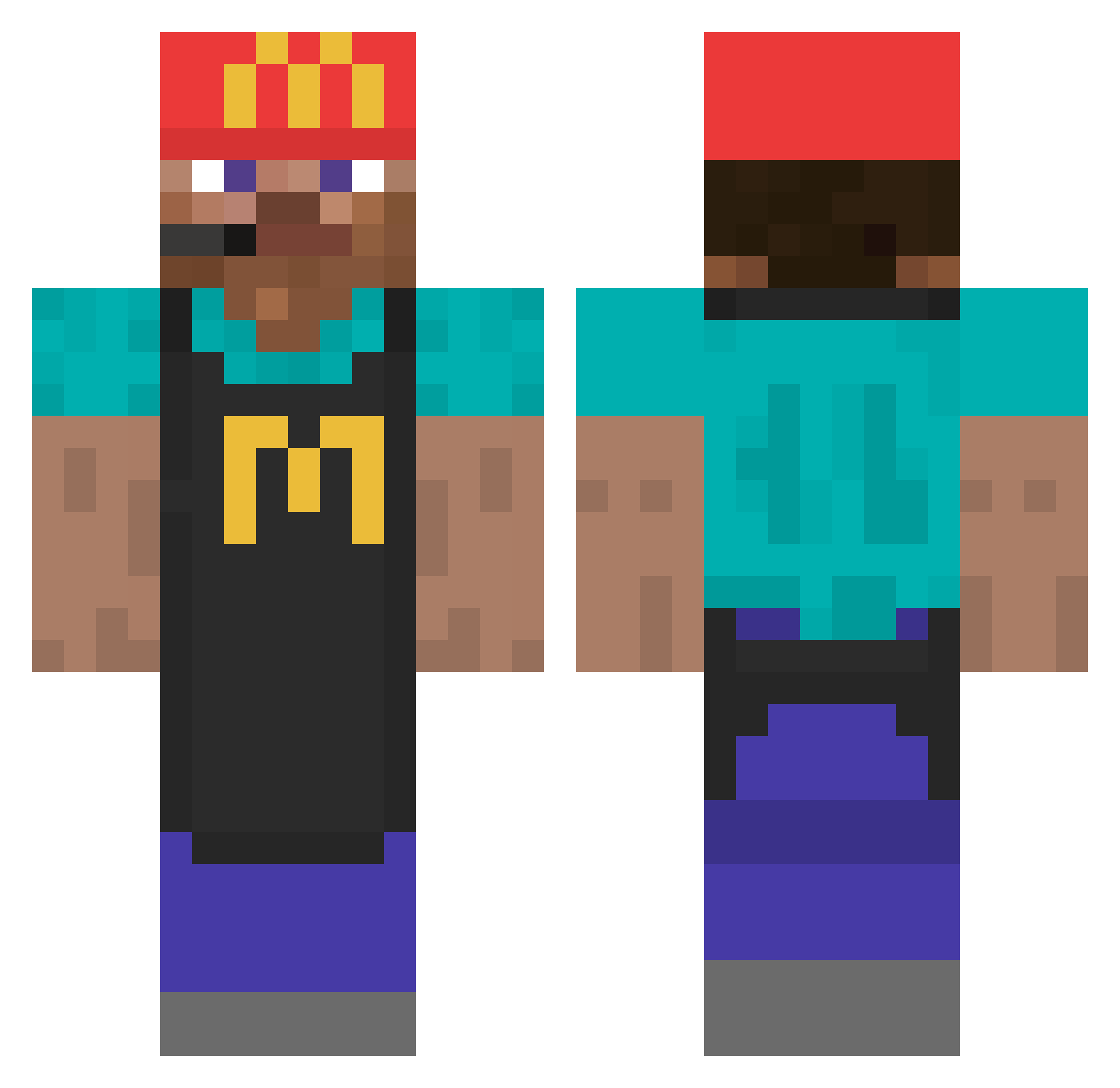 PlantGarry Minecraft skin, front and back view