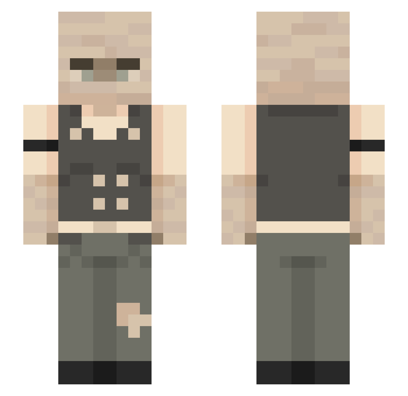 Dot_U Minecraft skin, front and back view