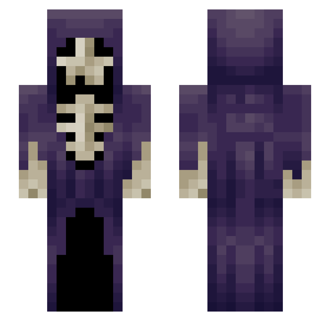qpun Minecraft skin, front and back view