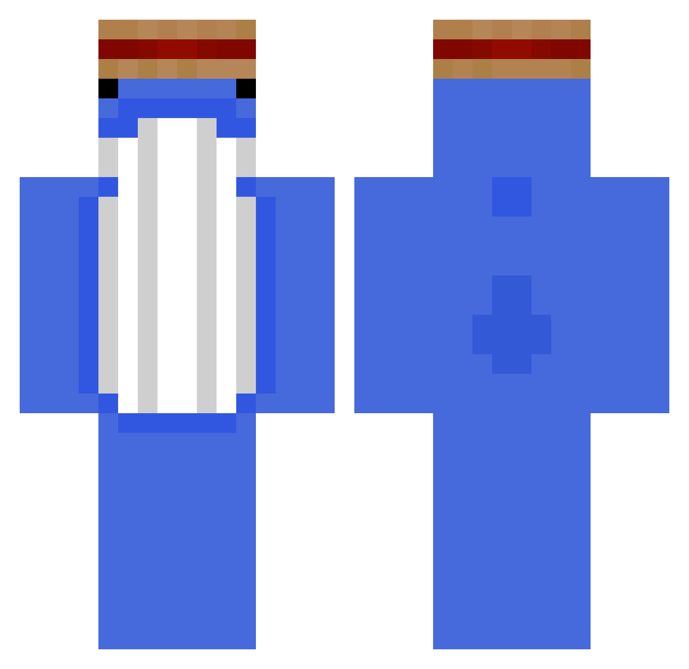 Tumbled Minecraft skin, front and back view