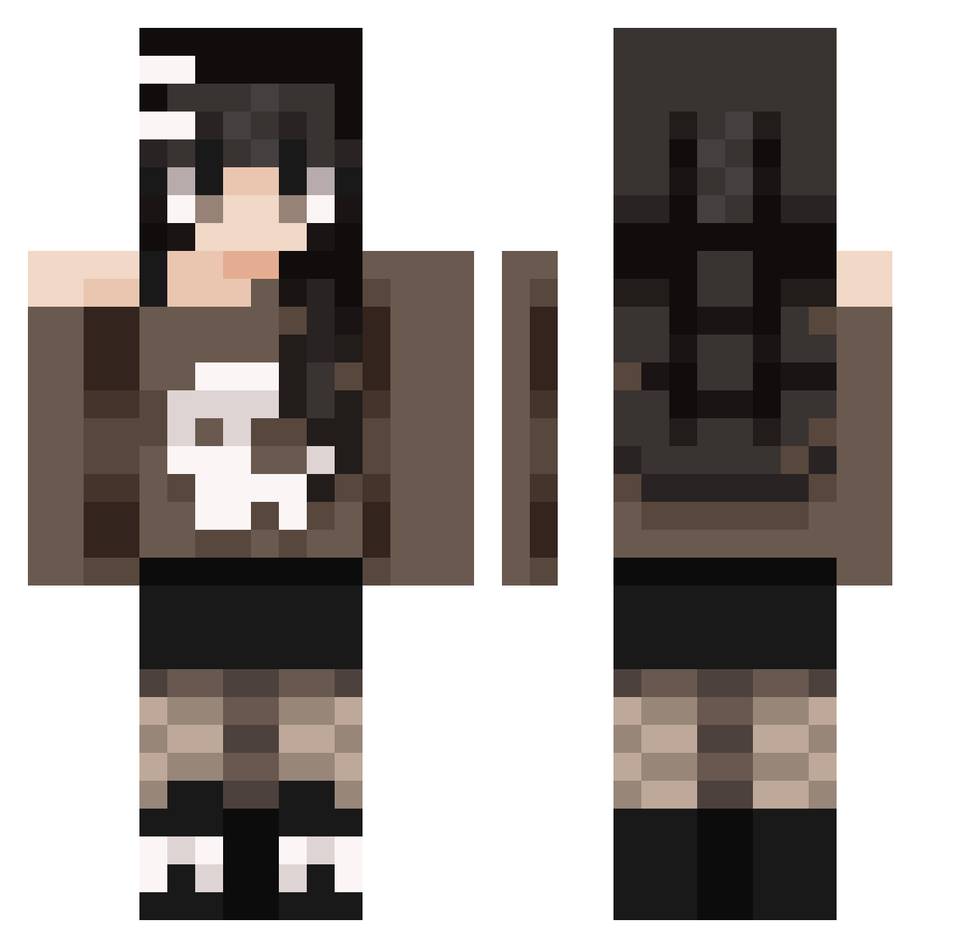 hvndex Minecraft skin, front and back view