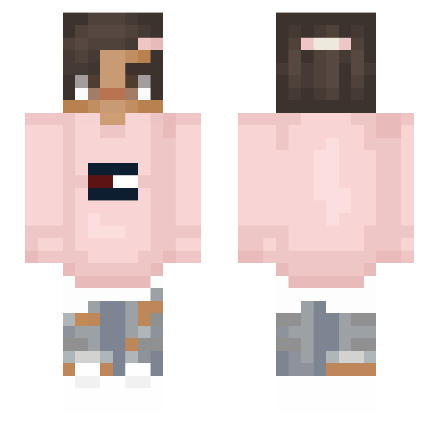 ExplodingManBoob Minecraft skin, front and back view