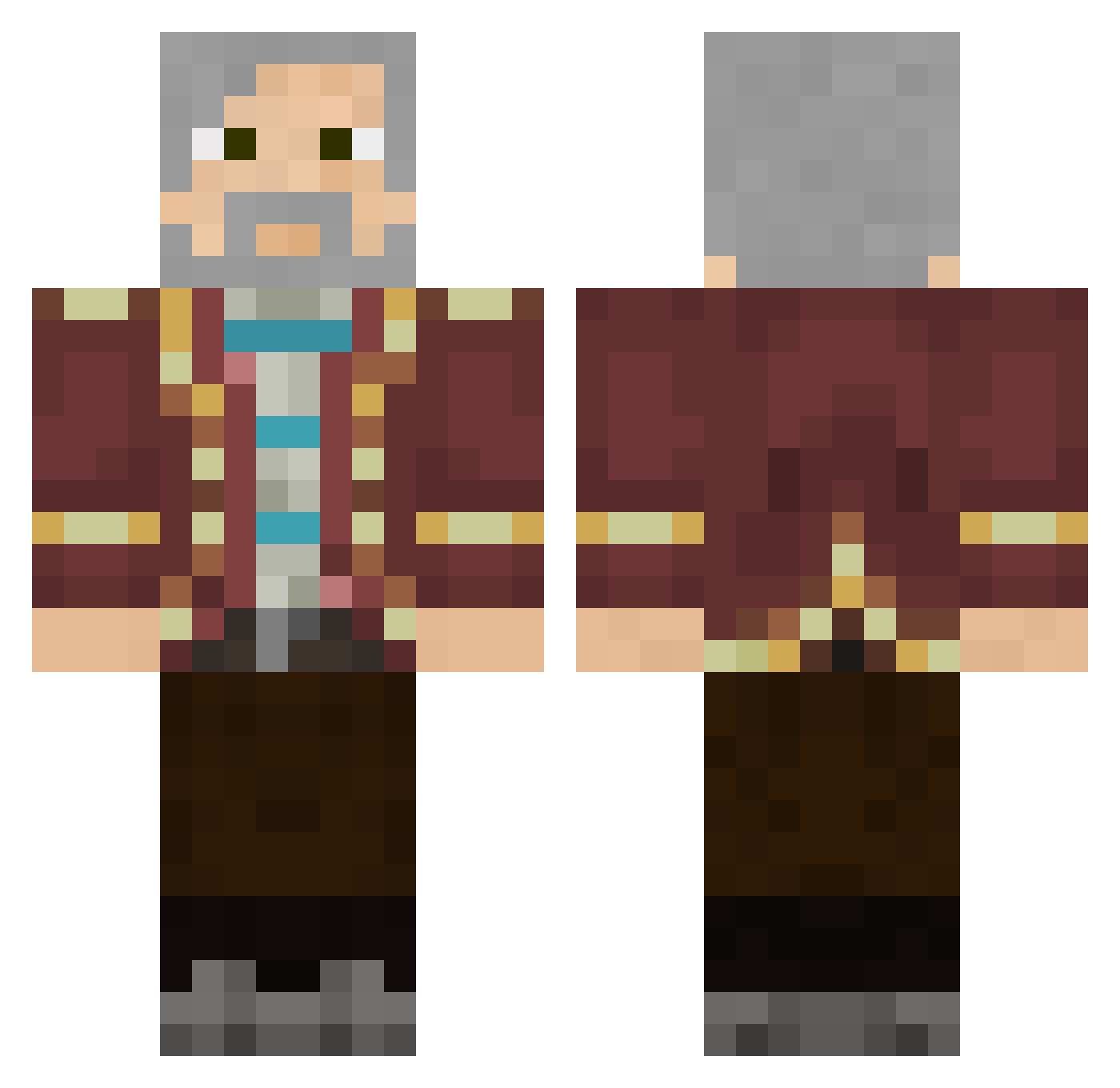 Cornute Minecraft skin, front and back view