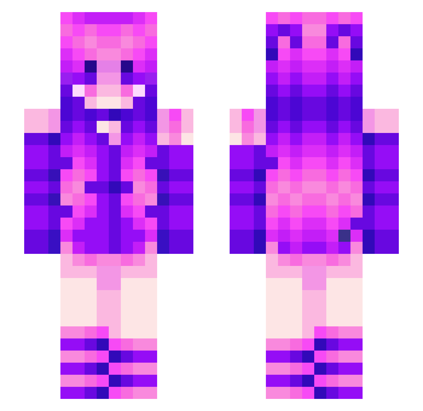 velyann Minecraft skin, front and back view