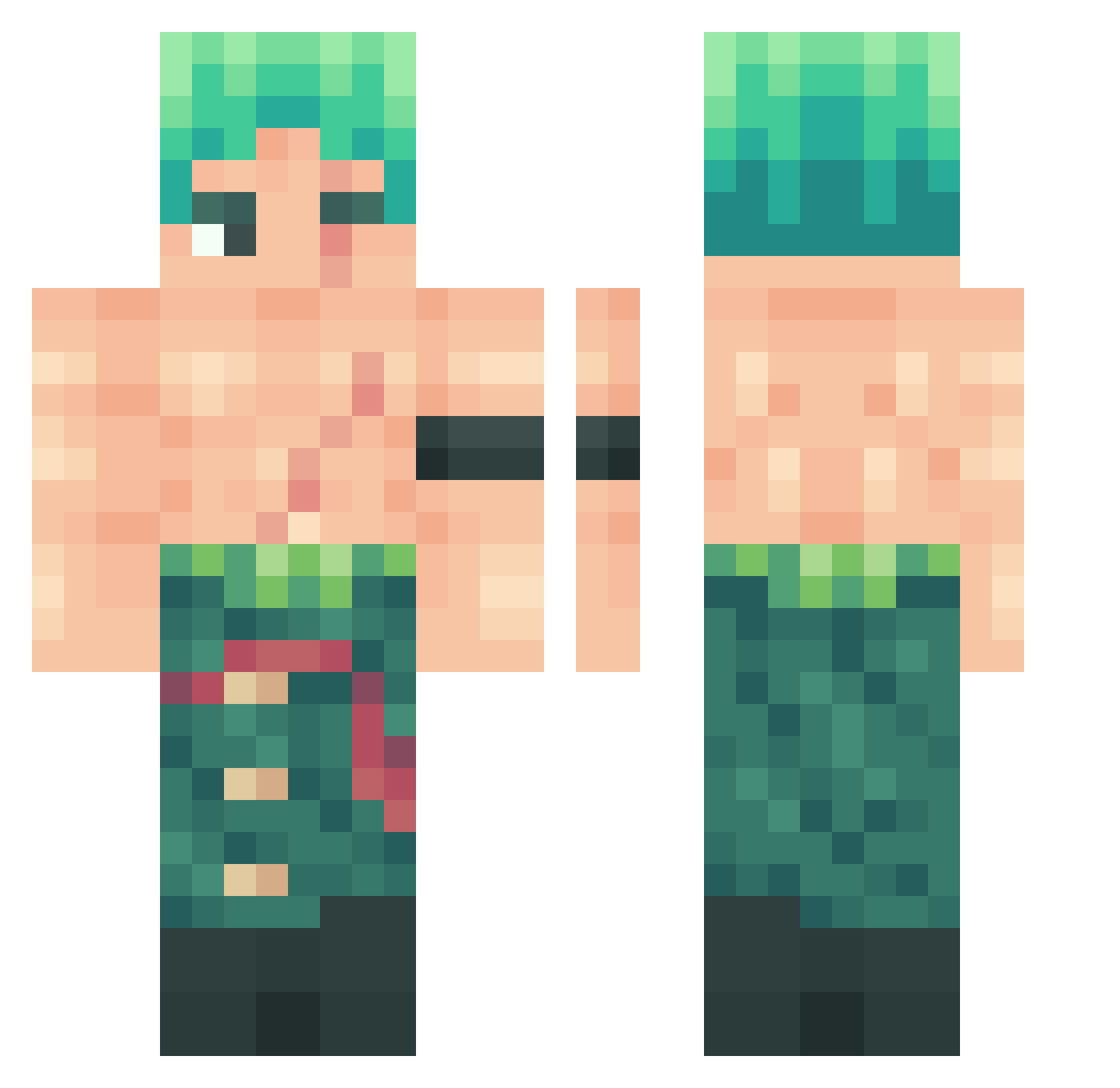 pkqwerty Minecraft skin, front and back view