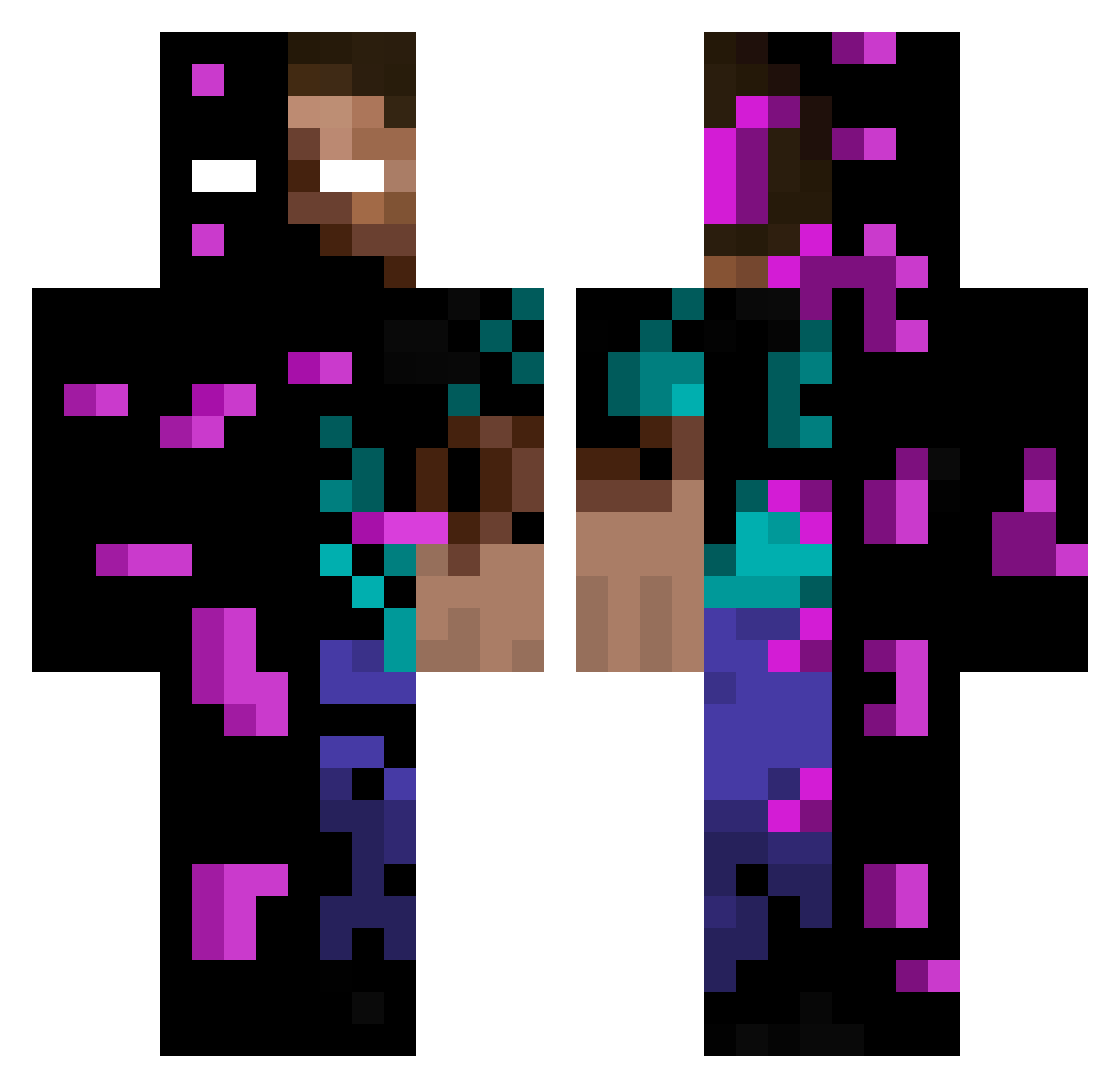 Obelisc Minecraft skin, front and back view