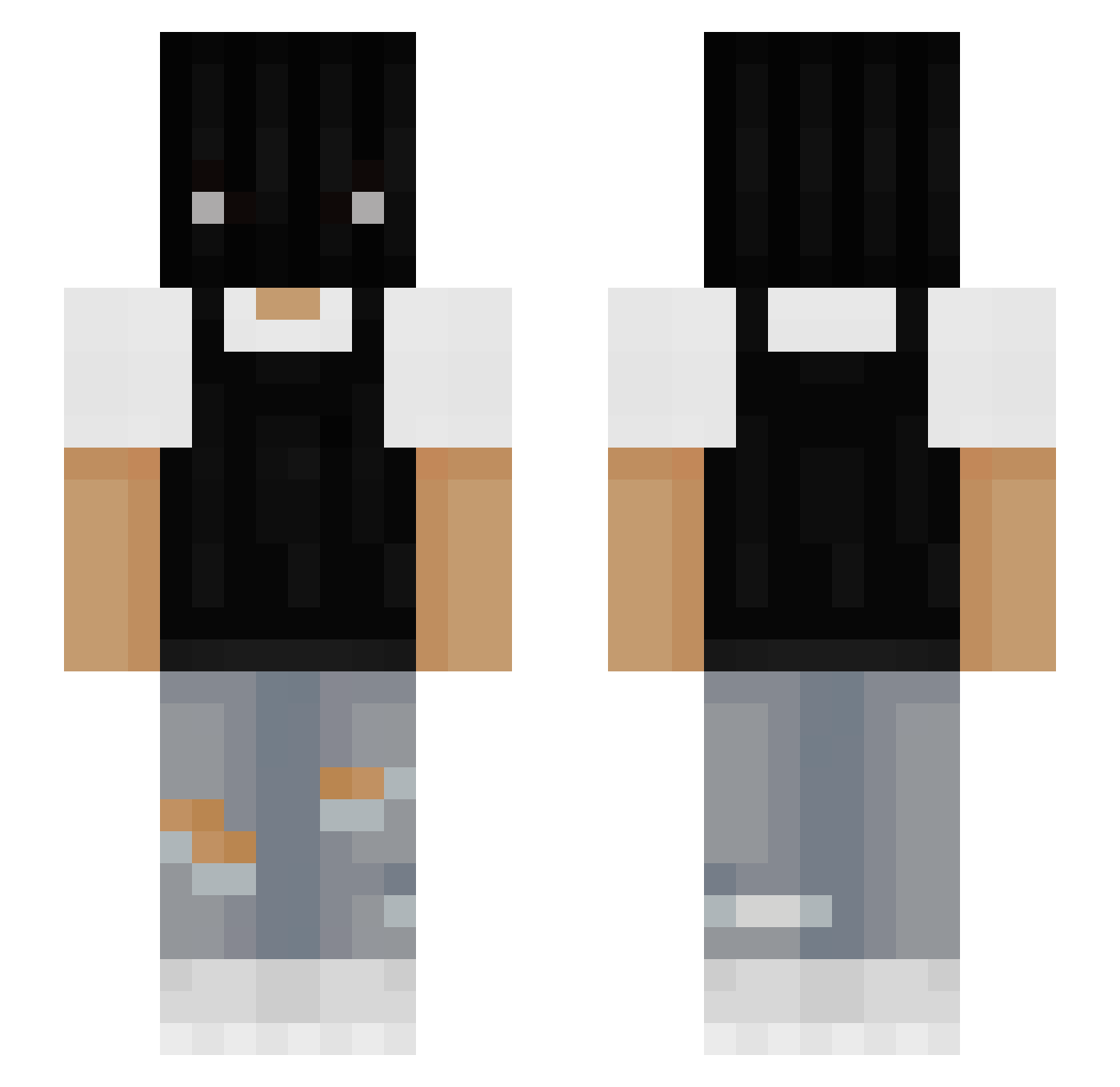 XantifakeX Minecraft skin, front and back view