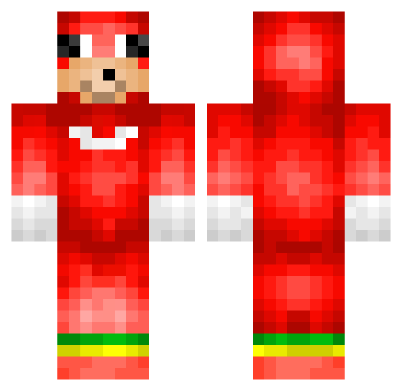 Flashtube Minecraft skin, front and back view