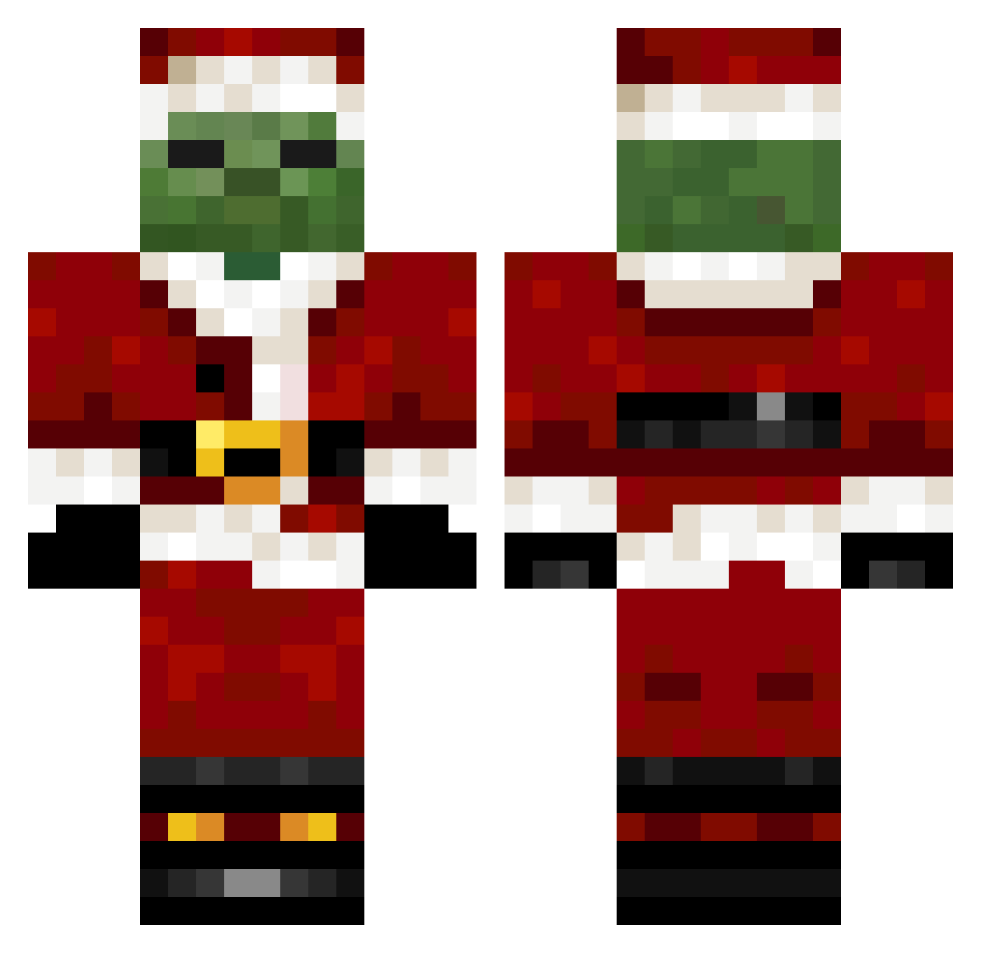 FestiveFiddler Minecraft skin, front and back view