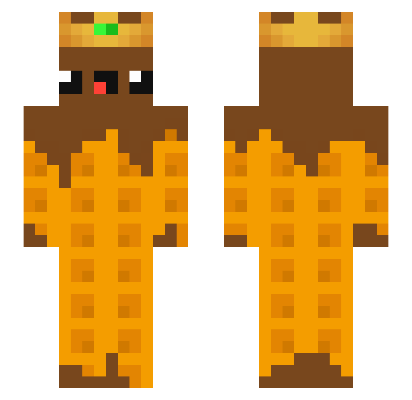 waffleChip Minecraft skin, front and back view