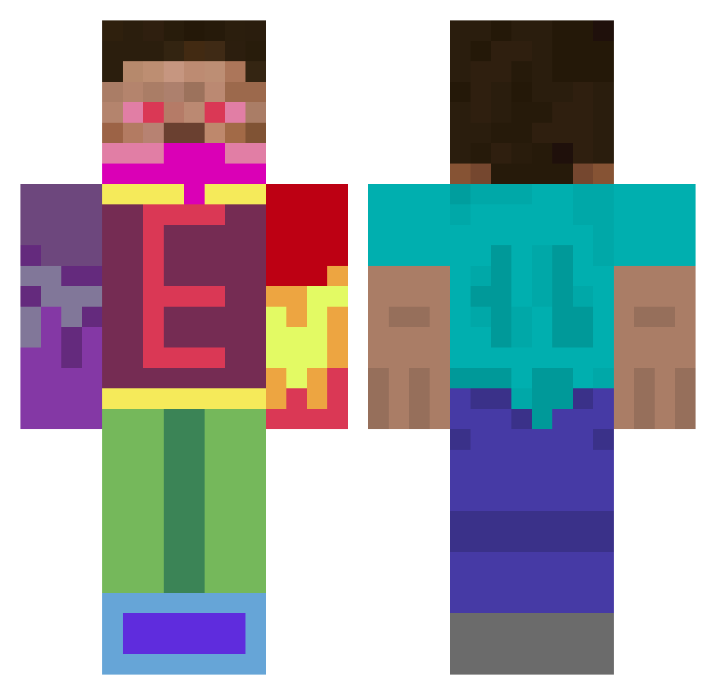 EkimDino Minecraft skin, front and back view