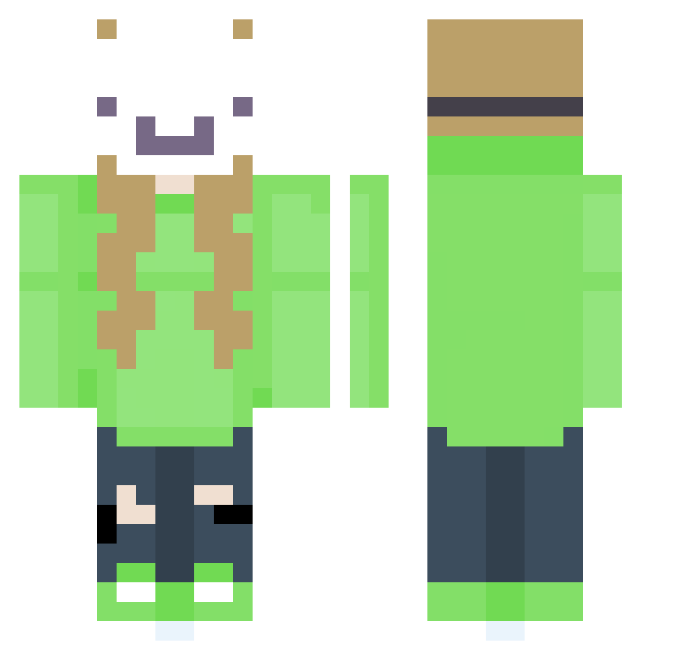 Carrotwolf213 Minecraft skin, front and back view