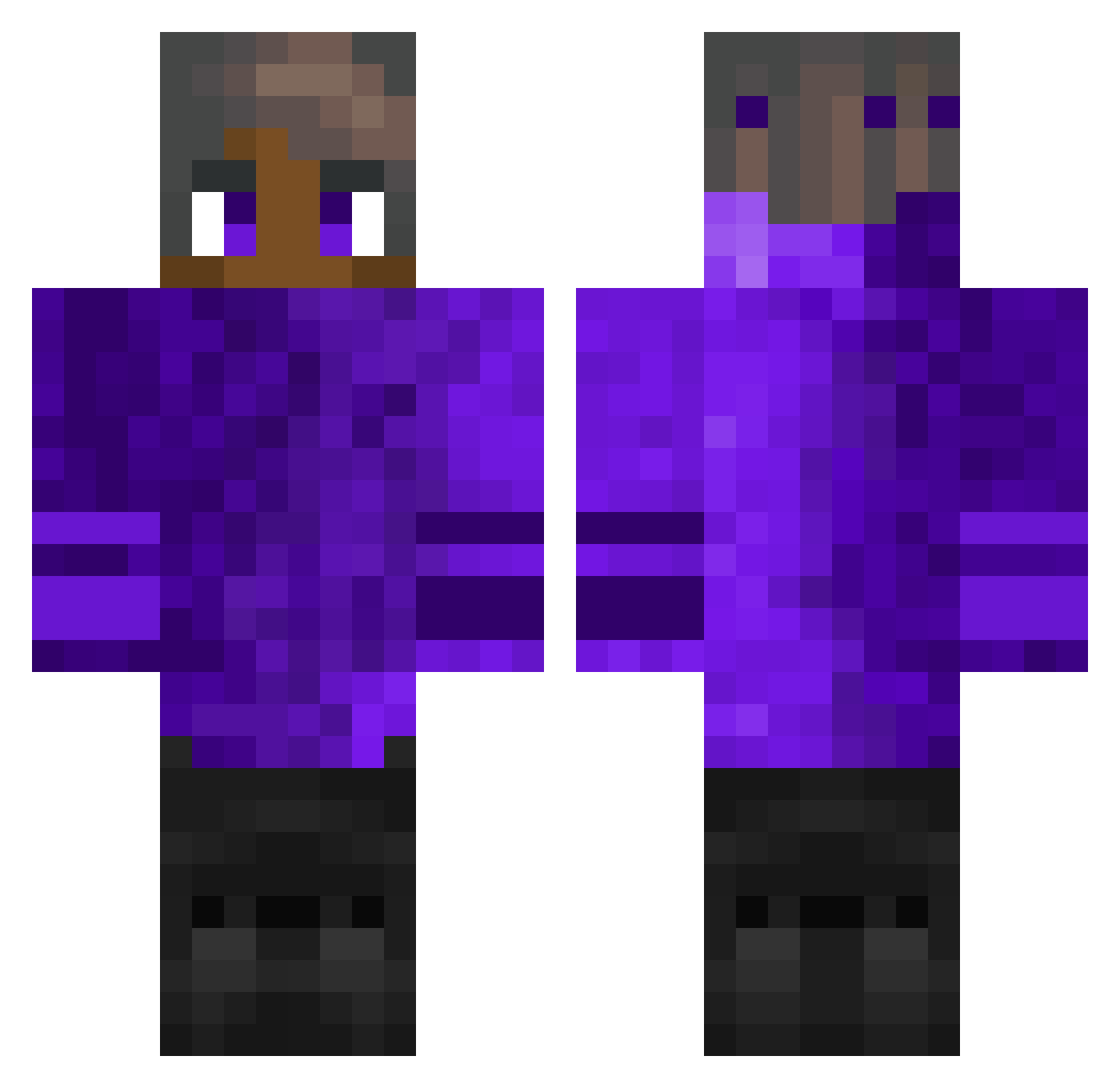 Prowllarr Minecraft skin, front and back view