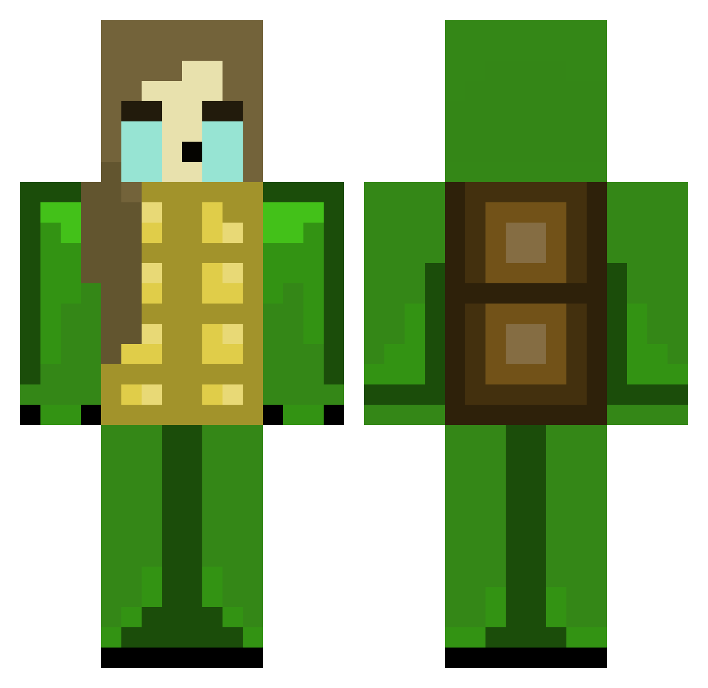 xIts_Potatox Minecraft skin, front and back view