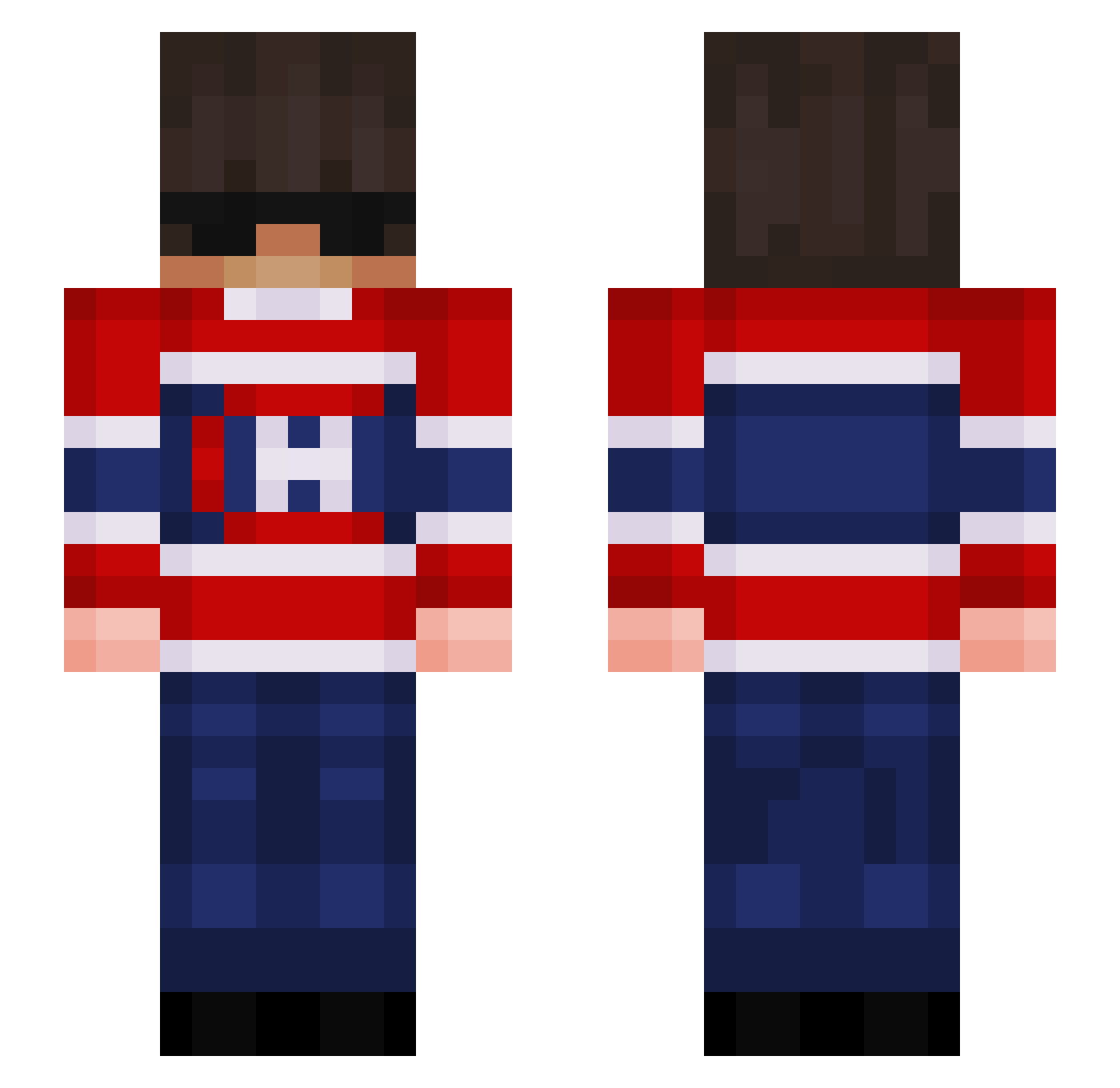 Vinniepeepe50 Minecraft skin, front and back view