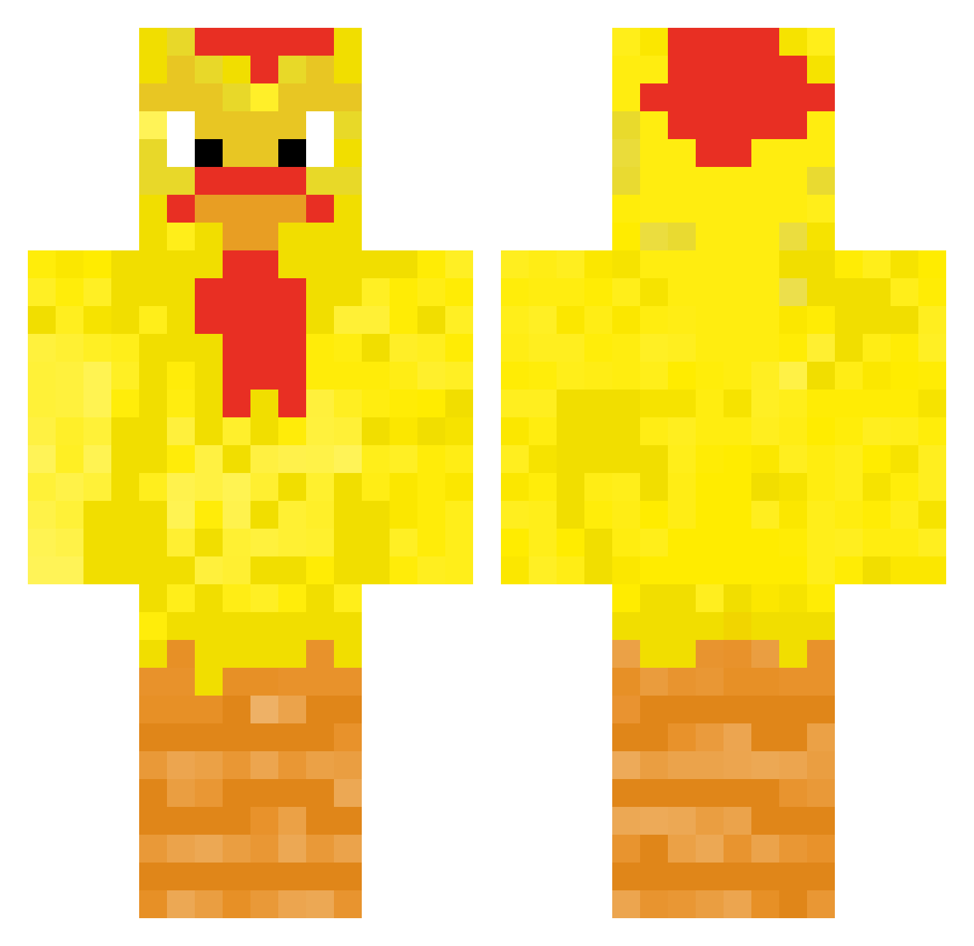 unservable Minecraft skin, front and back view