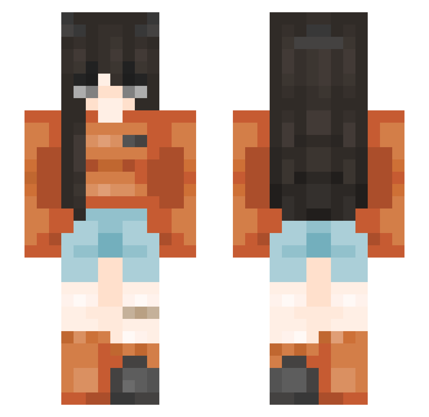 Purppz Minecraft skin, front and back view