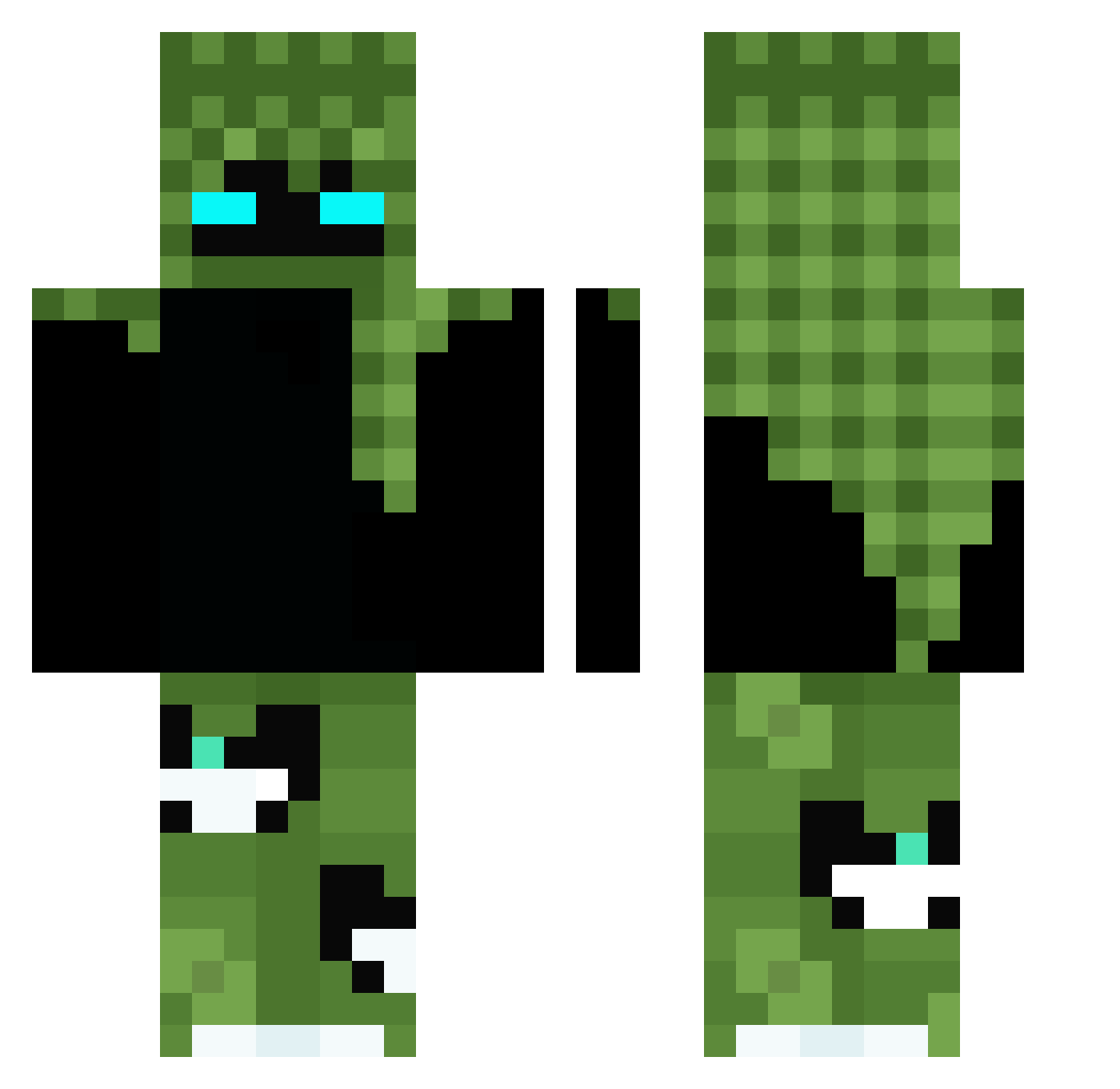 SreykerBreyker Minecraft skin, front and back view