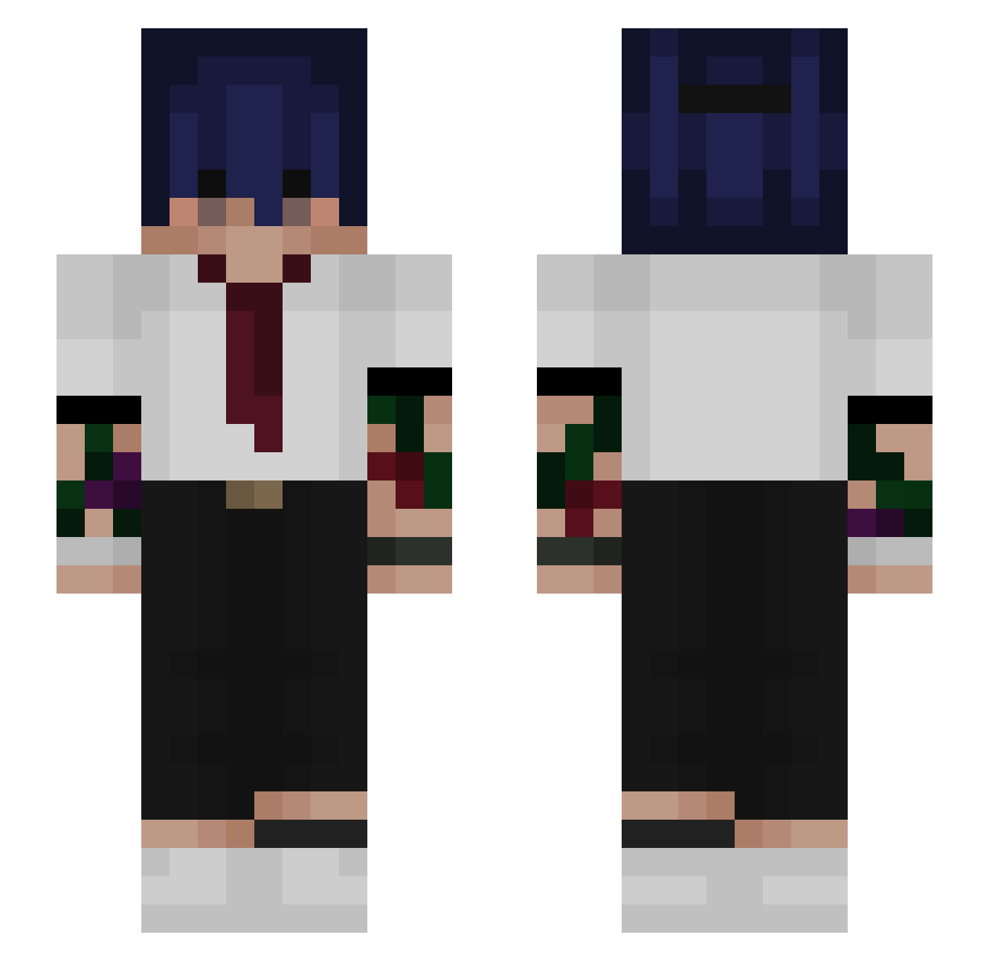 qSasuke Minecraft skin, front and back view