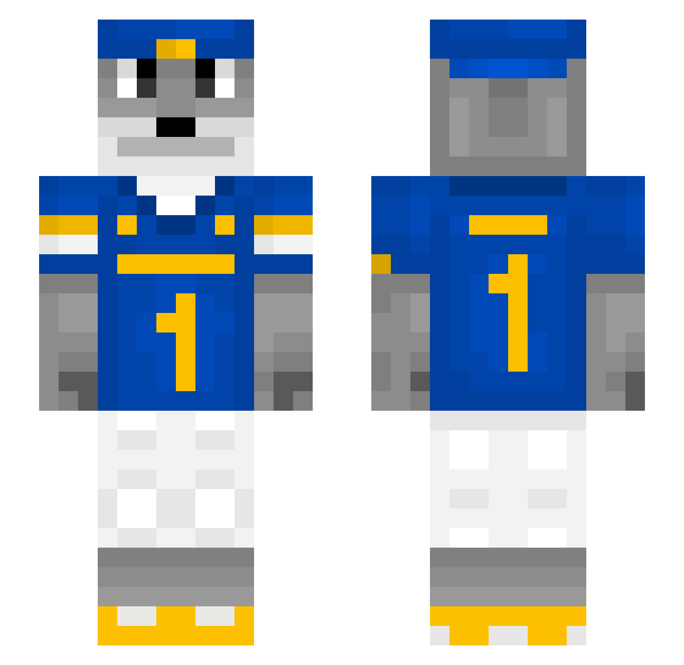 ThePreppyKnight Minecraft skin, front and back view