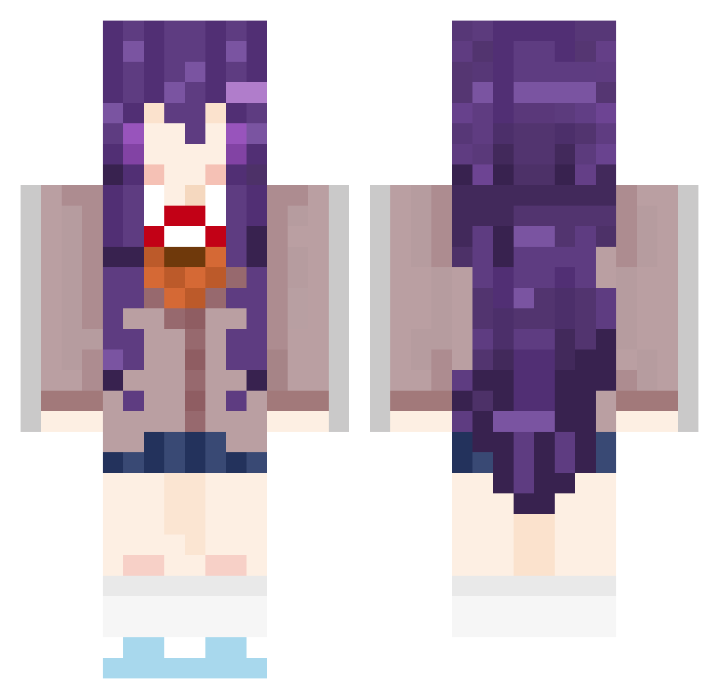 Wholesom3 Minecraft skin, front and back view