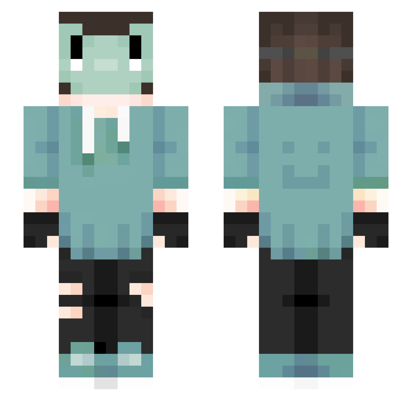 Sharkaeru Minecraft skin, front and back view