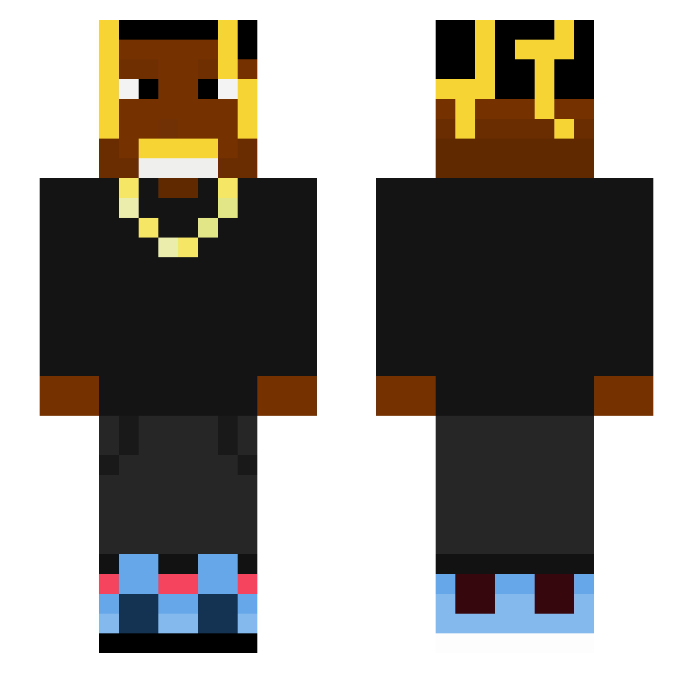 BuchClubDon Minecraft skin, front and back view