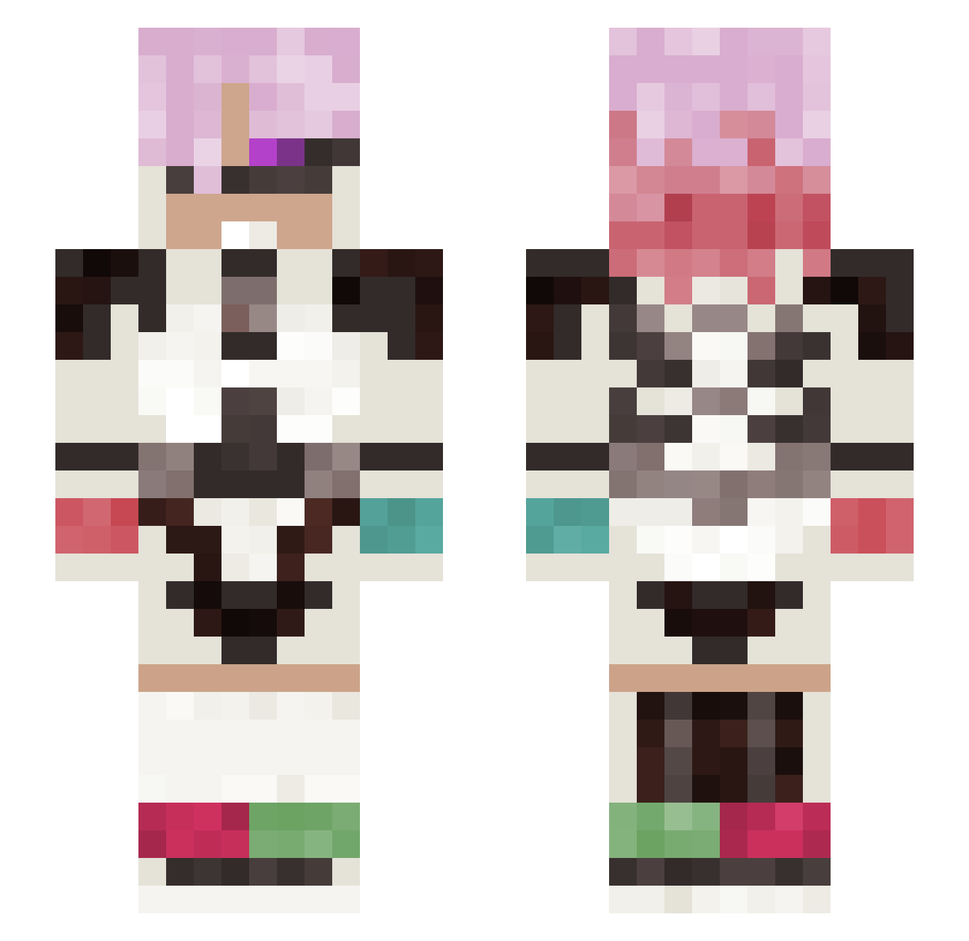 PrismGhost Minecraft skin, front and back view